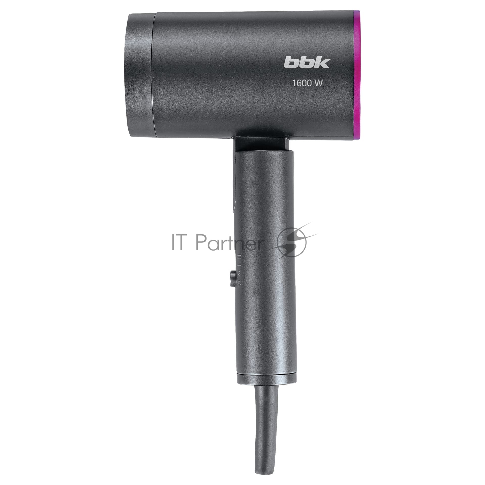 Фен BBK BHD1601 графит, 1600 Вт, ионизация, компактный