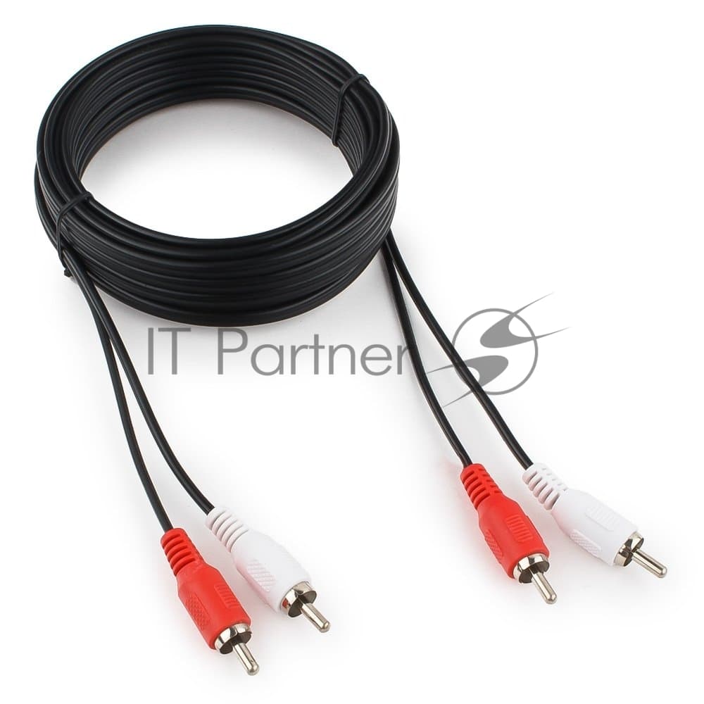 Кабель аудио Cablexpert CCA-2R2R-5M-N, 2xRCA/2xRCA, 5м, черный, пакет