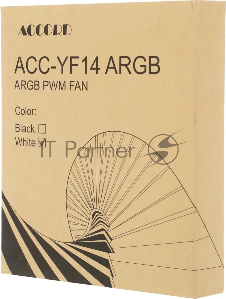 Вентилятор для корпуса Accord ACC-YF14 ARGb 140х140x25 белый 4-pin (ACC-YF14 ARGb белый) brown box