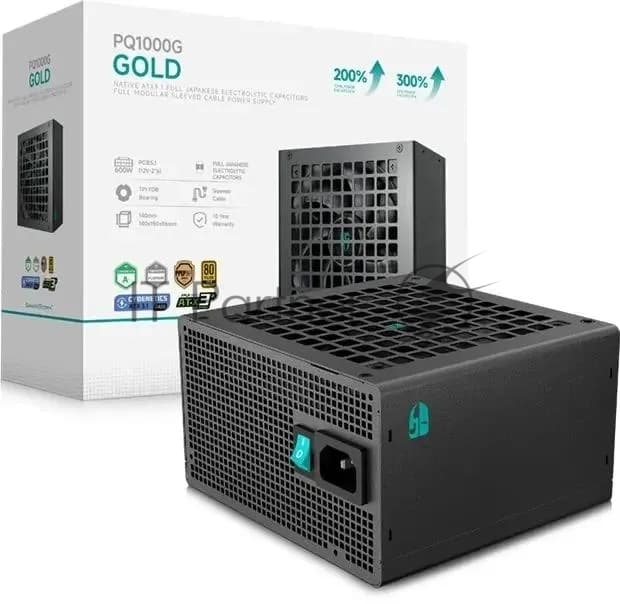 блок питания Deepcool GAMERSTORM PQ1000G (ATX 3.1, 1000W, Full Cable Management, PWM 120mm fan, 80+ GOLD, Active PFC + Half Bridge + DC/DC, Full Japanese Capasitors, Gen5 PCIe) RET (R-PQA00G-FD0B-WGEU-V1)