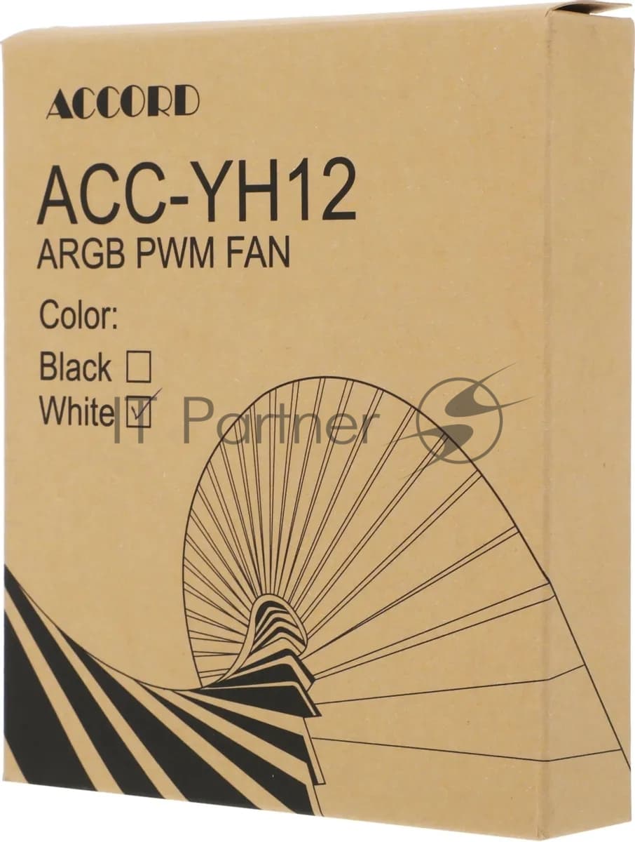 Вентилятор для корпуса Accord ACC-YH12 ARGb 120х120x25 белый 4-pin 27дБ (ACC-YH12 ARGb белый) brown box