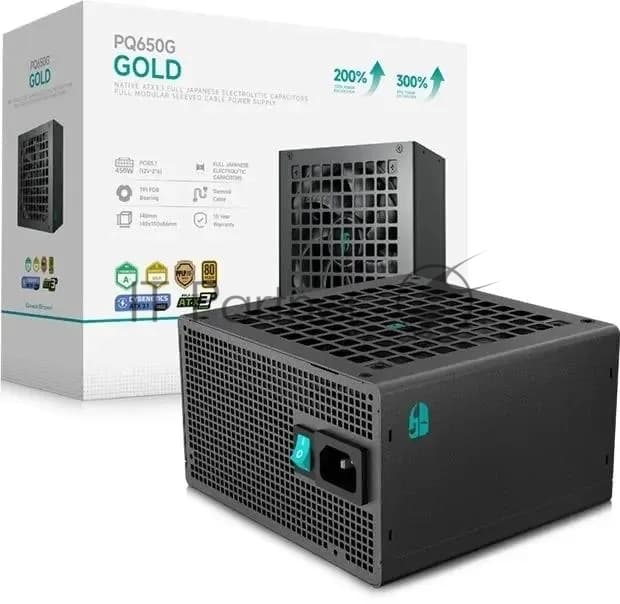 Блок питания Deepcool GAMERSTORM PQ650G (ATX 3.1, 650W, Full Cable Management, PWM 120mm fan, 80+ GOLD, Active PFC + Half Bridge + DC/DC, Full Japanese Capasitors, Gen5 PCIe) RET (R-PQ650G-FD0B-WGEU-V1)