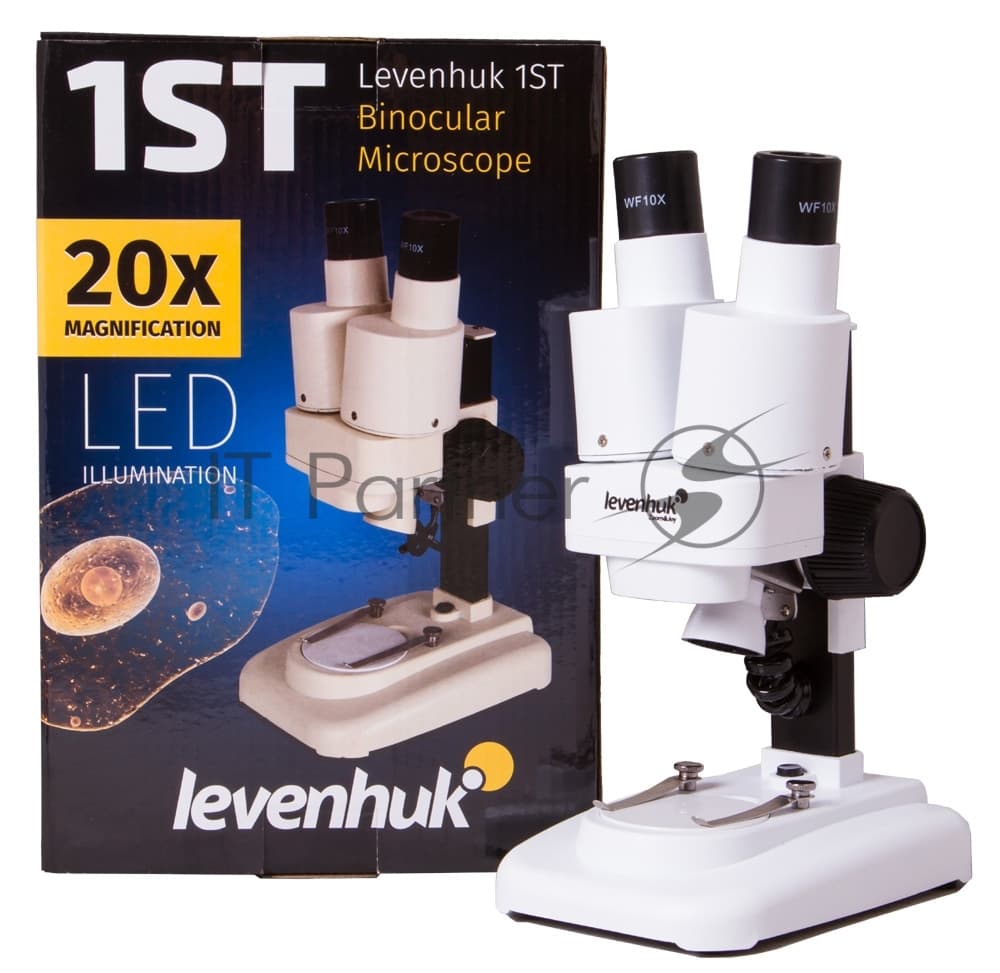 Микроскоп Levenhuk 1ST бинокуляр 20x белый/черный
