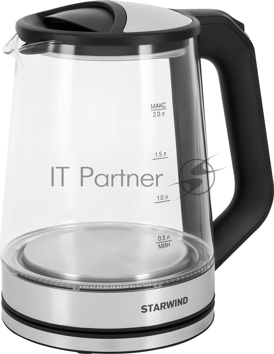 Чайник электрический Starwind SKG2112 2л. 1800Вт черный/прозрачный корпус: стекло