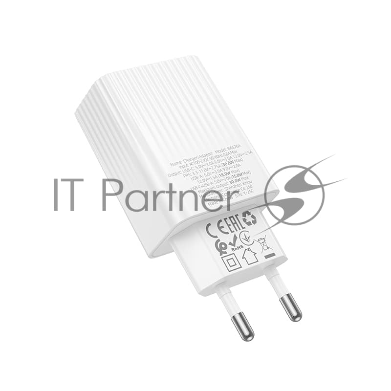 Сетевое зарядное устройство BOROFONE (6941991122880) BAS76A 1USB+1Type-C 3.0A QC3.0 PD 30W White