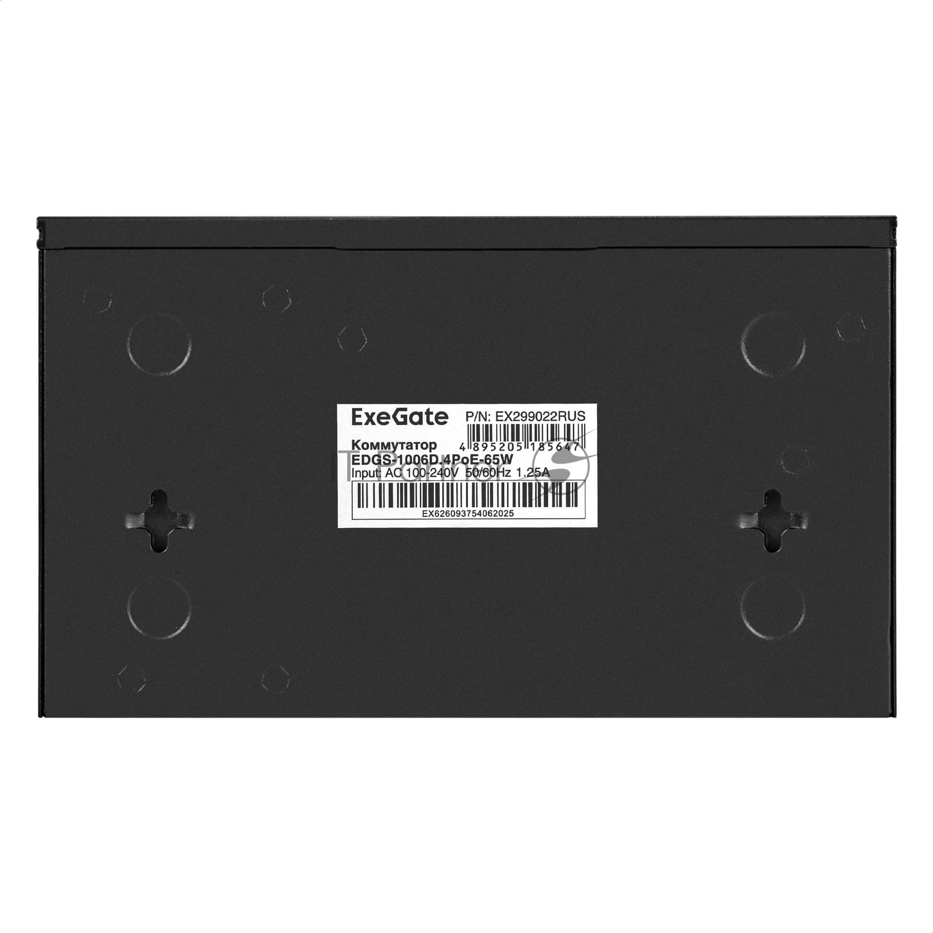 Коммутатор неуправляемый ExeGate EDGS-1006D.4PoE-65W (6-портовый гигабитный UTP 10/100/1000 Base-T: 4 порта IEEE 802.3af (PoE), мощность PoE: 15,4W, суммарно 65W, 2 порта RJ45 uplink, настенный/настольный, металлический корпус)