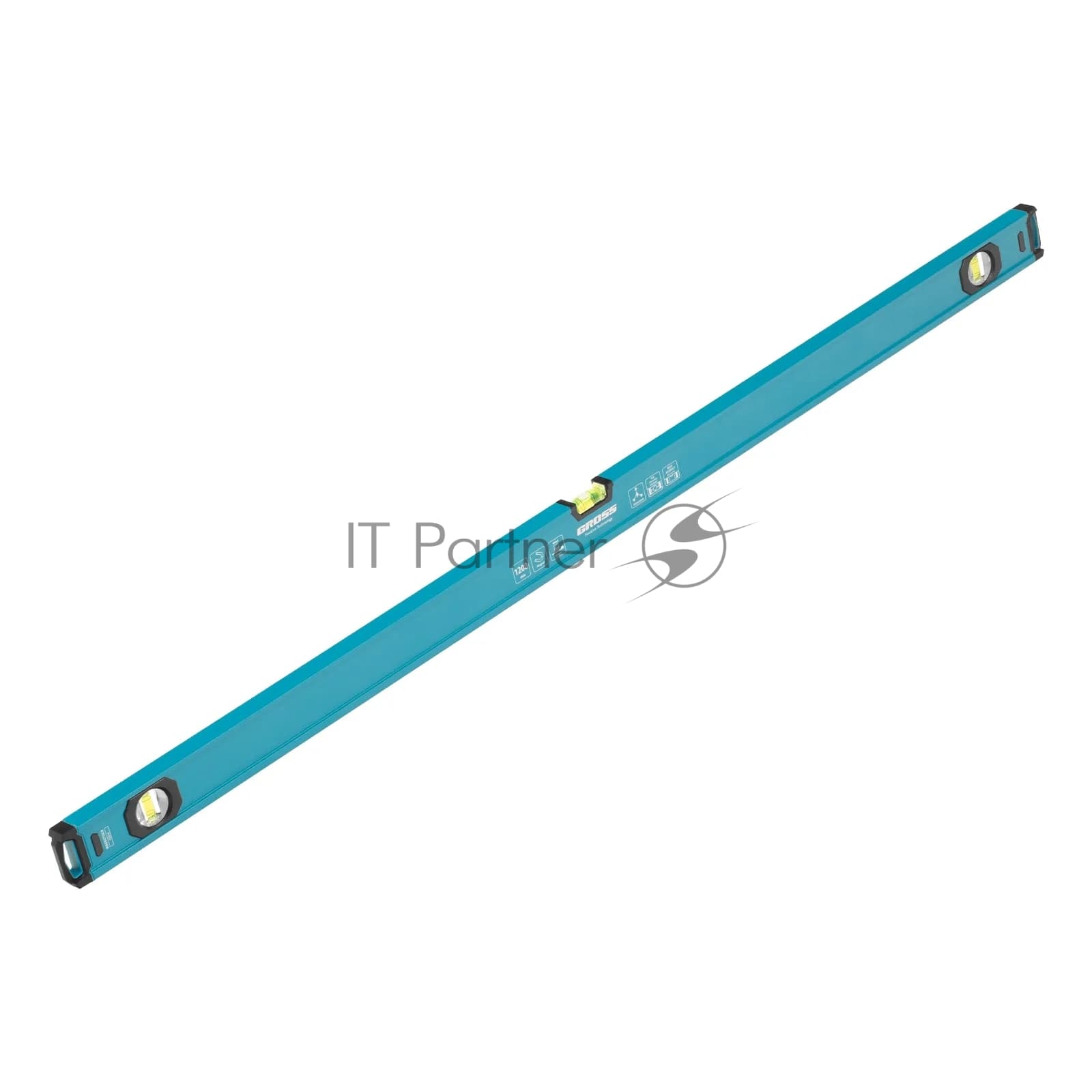 Уровень Gross 33654 алюминиевый, магнит., фрезерованный, 3 глазка, 0,5 мм/м, 1200 мм