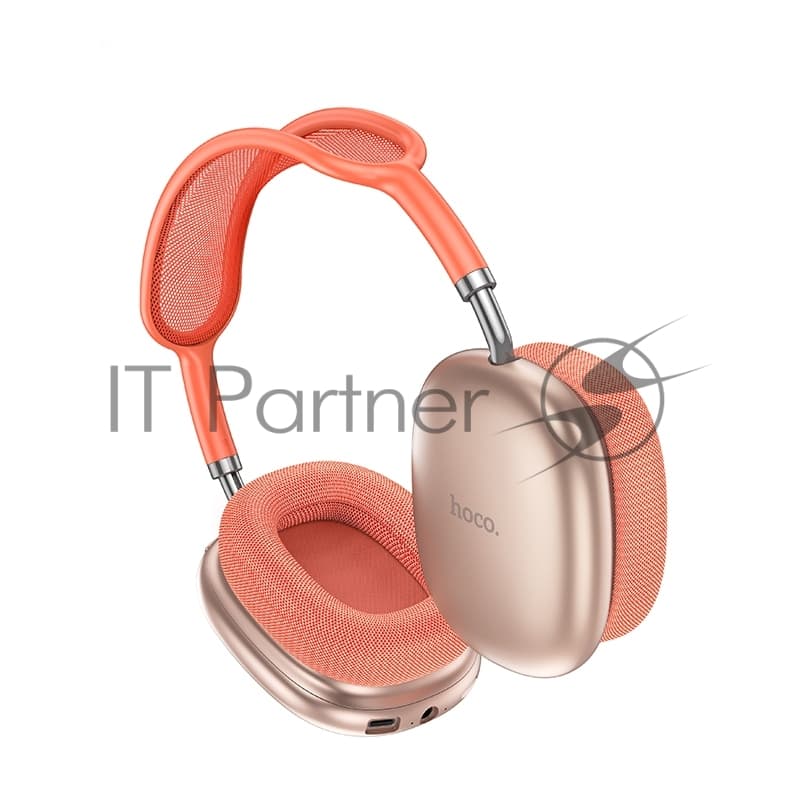Беспроводные/проводные наушники Hoco W55 розовый, накладные, Bluetooth + проводной