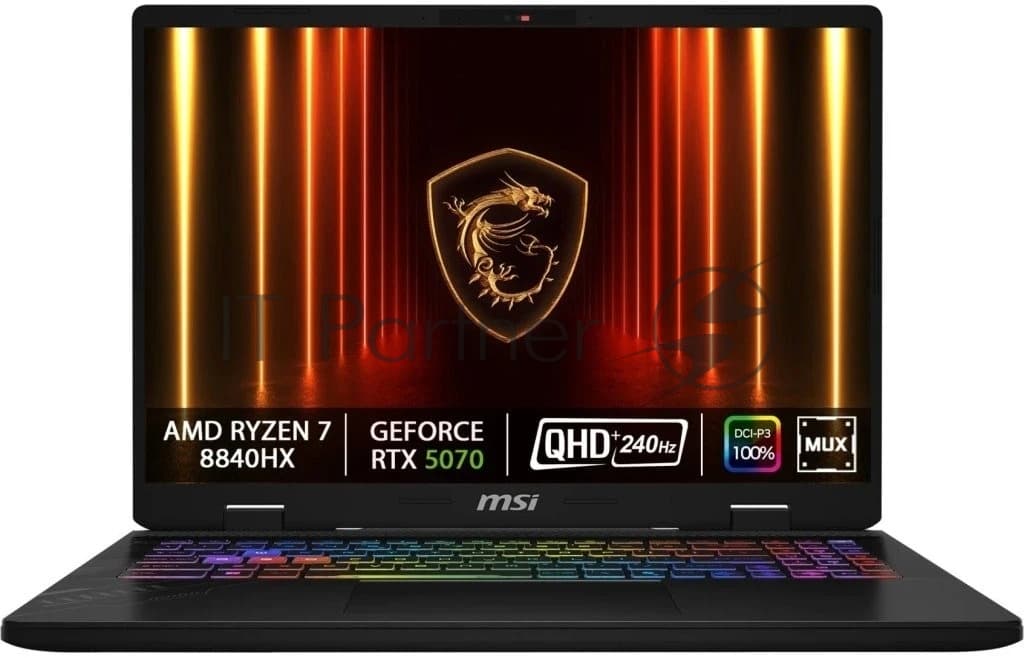 MSI Ноутбук Crosshair A16 HX D8WGKG Ryzen 7 8840HX 32GB 1TB RTX 5070 16" WQXGA 240Hz NoOS Grey