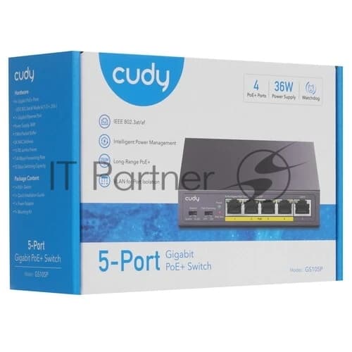 Cudy GS105P Коммутатор 5 портов Gigabit 4 PoE+ 36Вт