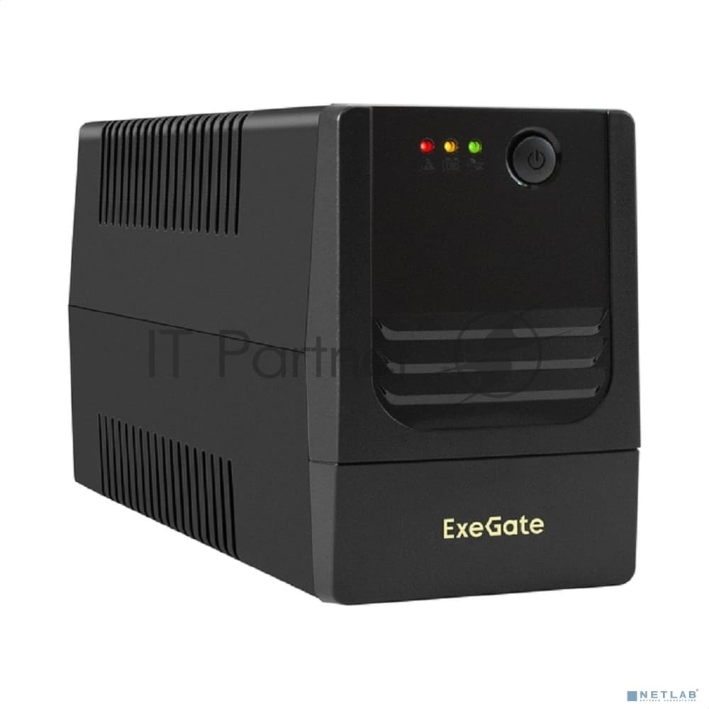 Источник бесперебойного питания ExeGate Power NB-650.LED.AVR.2SH (650VA/390W, LED, AVR, 2*Schuko, батарея 12V 7Ah, черный)