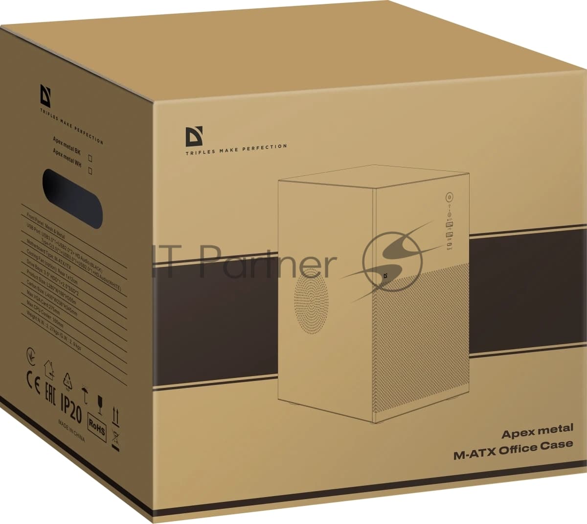 Компьютерный корпус Defender Apex Metal белый, mATX,Type C(3.0),USB3.0