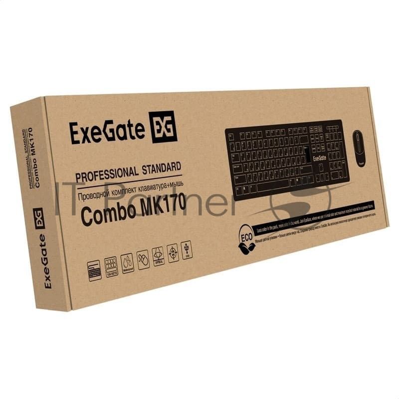 Комплект клавиатура+мышь ExeGate Professional Standard Combo MK170 проводной, USB, 1200 DPI, чёрный