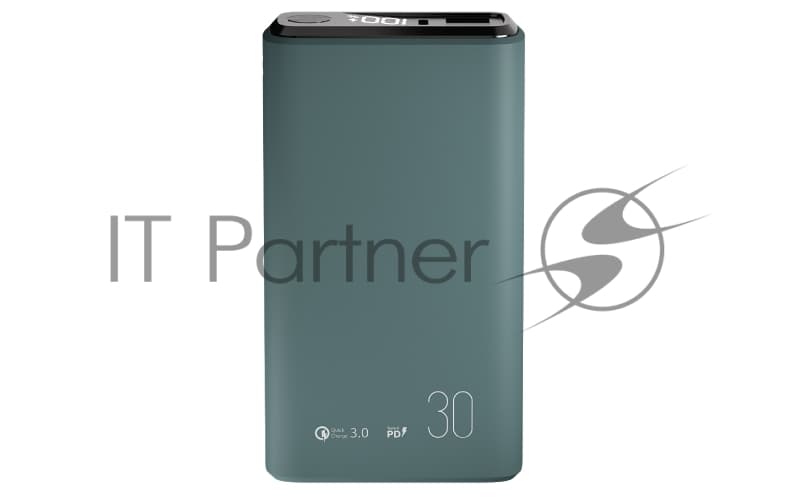 Портативный аккумулятор OLMIO QS-30, 30000mAh, 22.5W, QuickCharge3.0/PowerDelivery, LCD, темно-зеленый