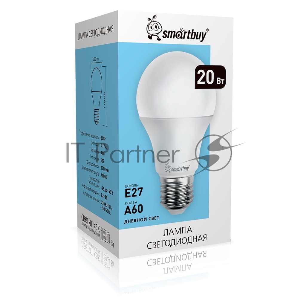 Светодиодная (LED) Лампа Smartbuy-A60-20W/4000/E27 (SBL-A60-20-40K-E27)