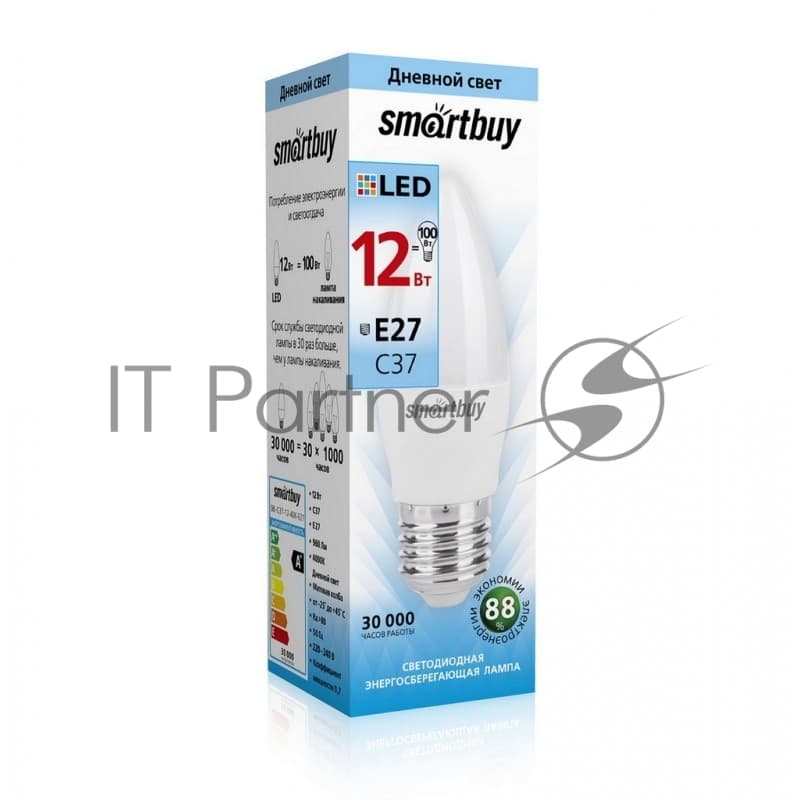 Светодиодная (LED) лампа Smartbuy-C37-12W/4000/E27