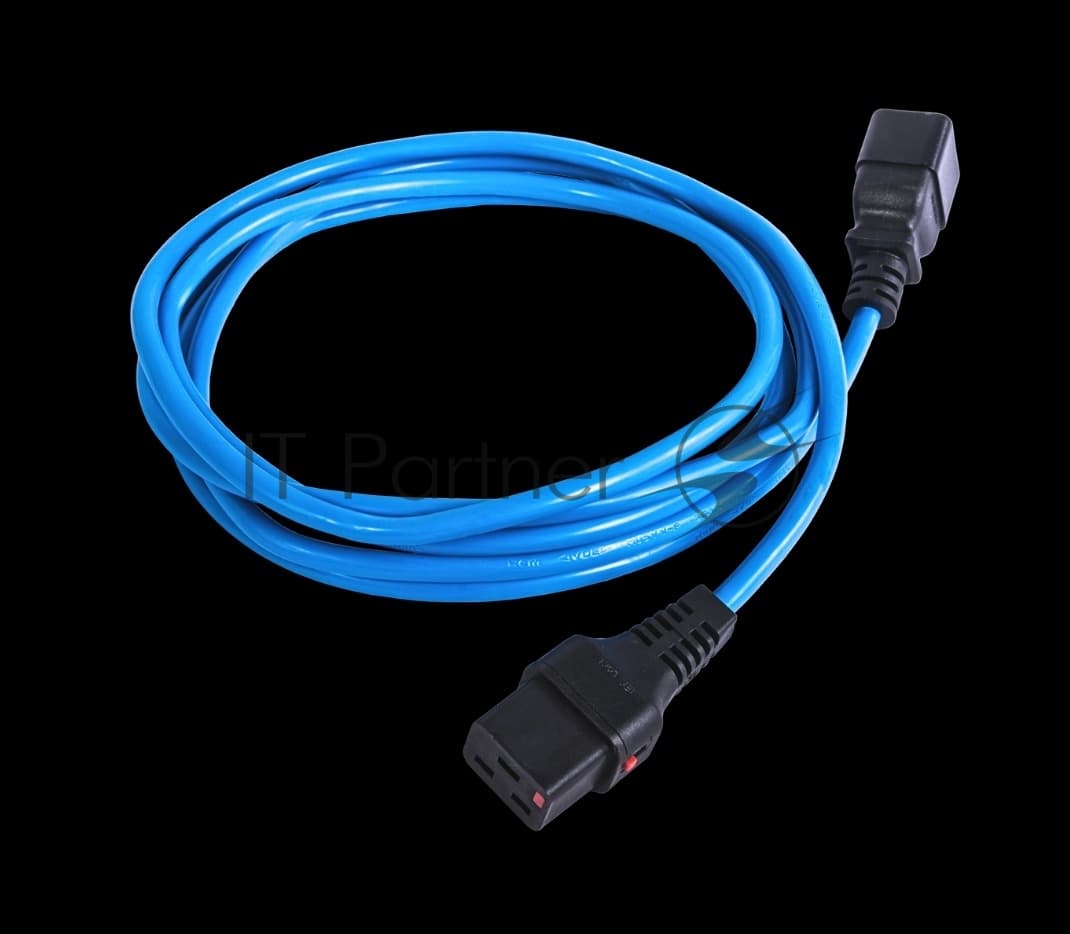 Шнур питания с фиксатором REM IEC 60320 C19/IEC 60320 C20, 16 А/250 В (3 x 1,5), длина 1,8 м, синий R-16-Cord-C19-C20-1.8-Blue