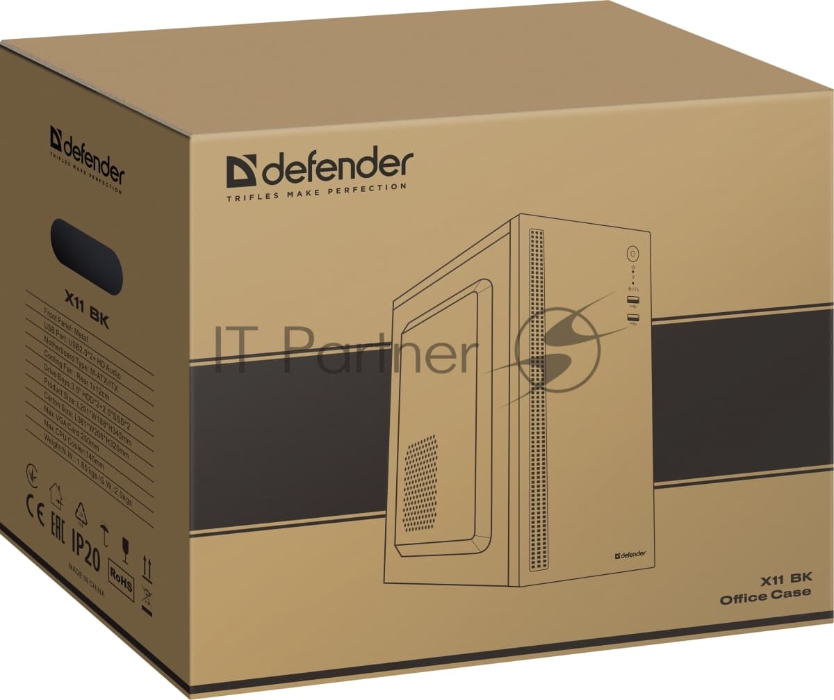 Defender Корпус компьютерный X11 черный, mATX,USB1.1x2,HD Audio