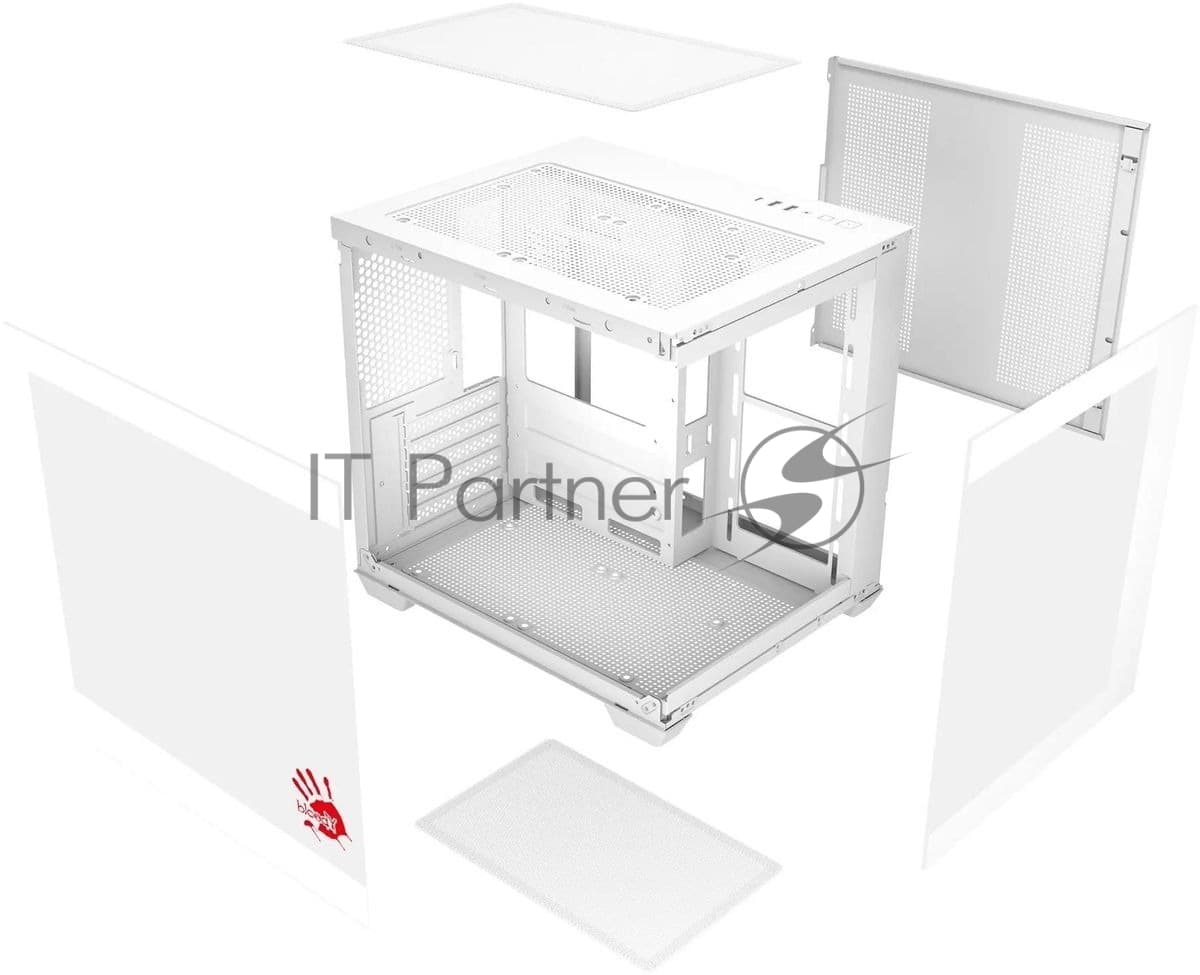 Компьютерный корпус Bloody CC-121 белый без БП mATX 7x120мм 1xUSB2.0 1xUSB3.0 audio
