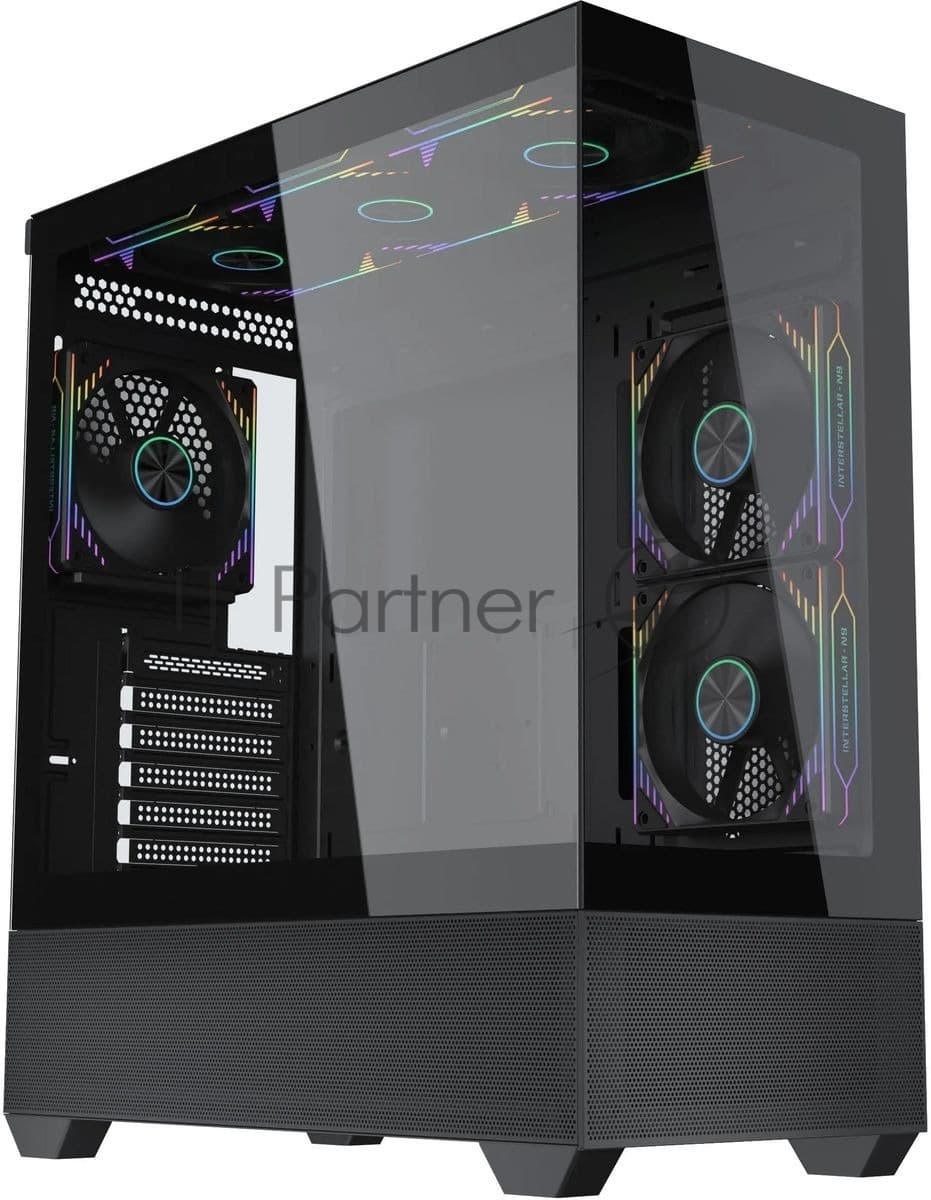 Корпус Accord ACC-EL1B TG черный без БП ATX 2xUSB2.0 1xUSB3.1 audio bott PSU