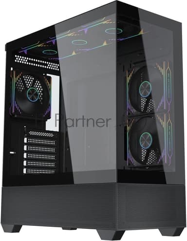 Компьютерный корпус Accord ACC-EL1B TG черный без БП ATX 2xUSB2.0 1xUSB3.1 audio