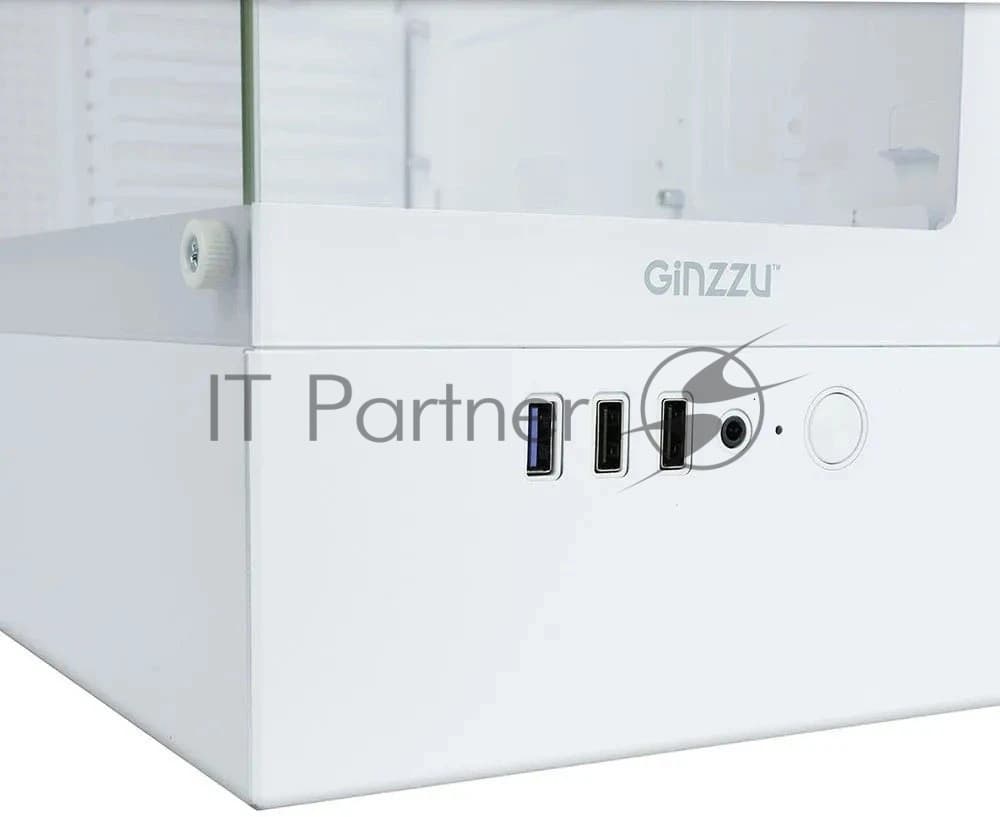 Ginzzu CL485 mATX FAN 3*12LD4 передняя панель Стекло Белый