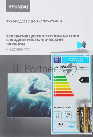 Телевизор Hyundai 85" H-LED85BU7011 Metal черный черный LED 4K UHD 60Hz Smart TV Google TV 2GB/16GB