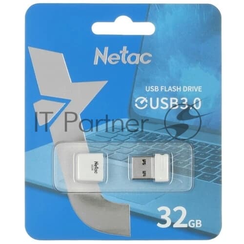 Флешка USB Netac U116 white (N3U116N32G-32WH), 32GB, USB 3.2, R/W 90/30, белый