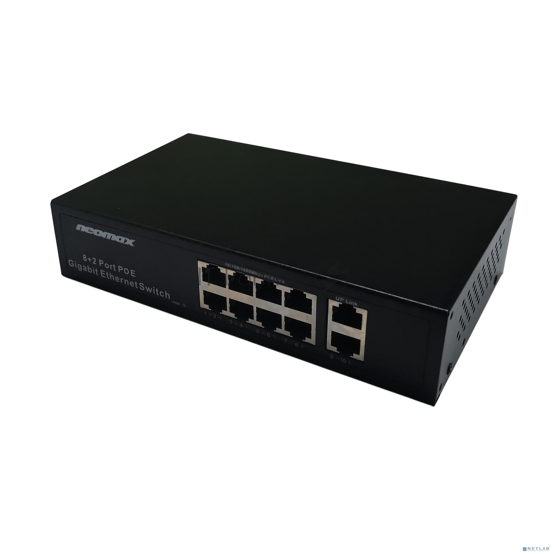 NEOMAX неуправляемый коммутатор NMS-110PoE-1000-S, 10 портов 1000 Mbps, 8xPoE+, 220W, металл