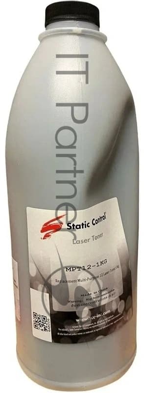 Тонер Static Control MPT12-1KG черный флакон 1000гр. для принтера НР P1010/1160/1320