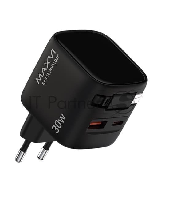 Сетевое зарядное устройство Maxvi SFC-330GN Type-C\USB 30W PD QC3.0 черный