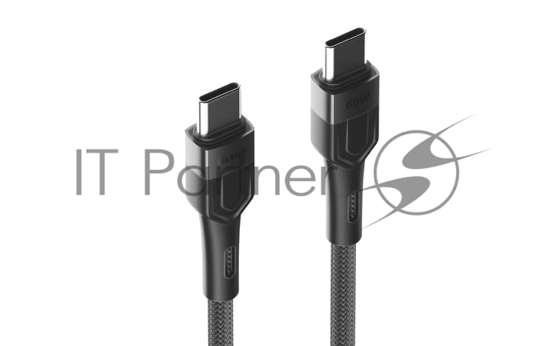 Кабель OLMIO BOLT, Type-C - Type-C, 60W, 1.2м, тканевая оплетка, черный