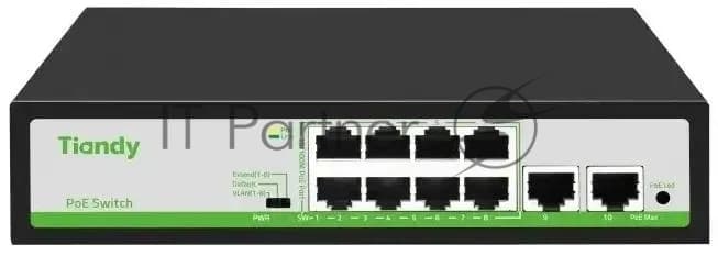 Коммутатор Tiandy TC-P3S010 H/0820/AT/90/V2.0 (L2) 8x100Мбит/с 2x1Гбит/с 8PoE 90W неуправляемый