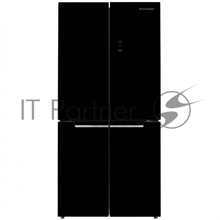 Холодильник Schaub Lorenz SLU X490GY3EI черное стекло трехкамерный 300/124л морозилка снизу, No Frost, Side by Side
