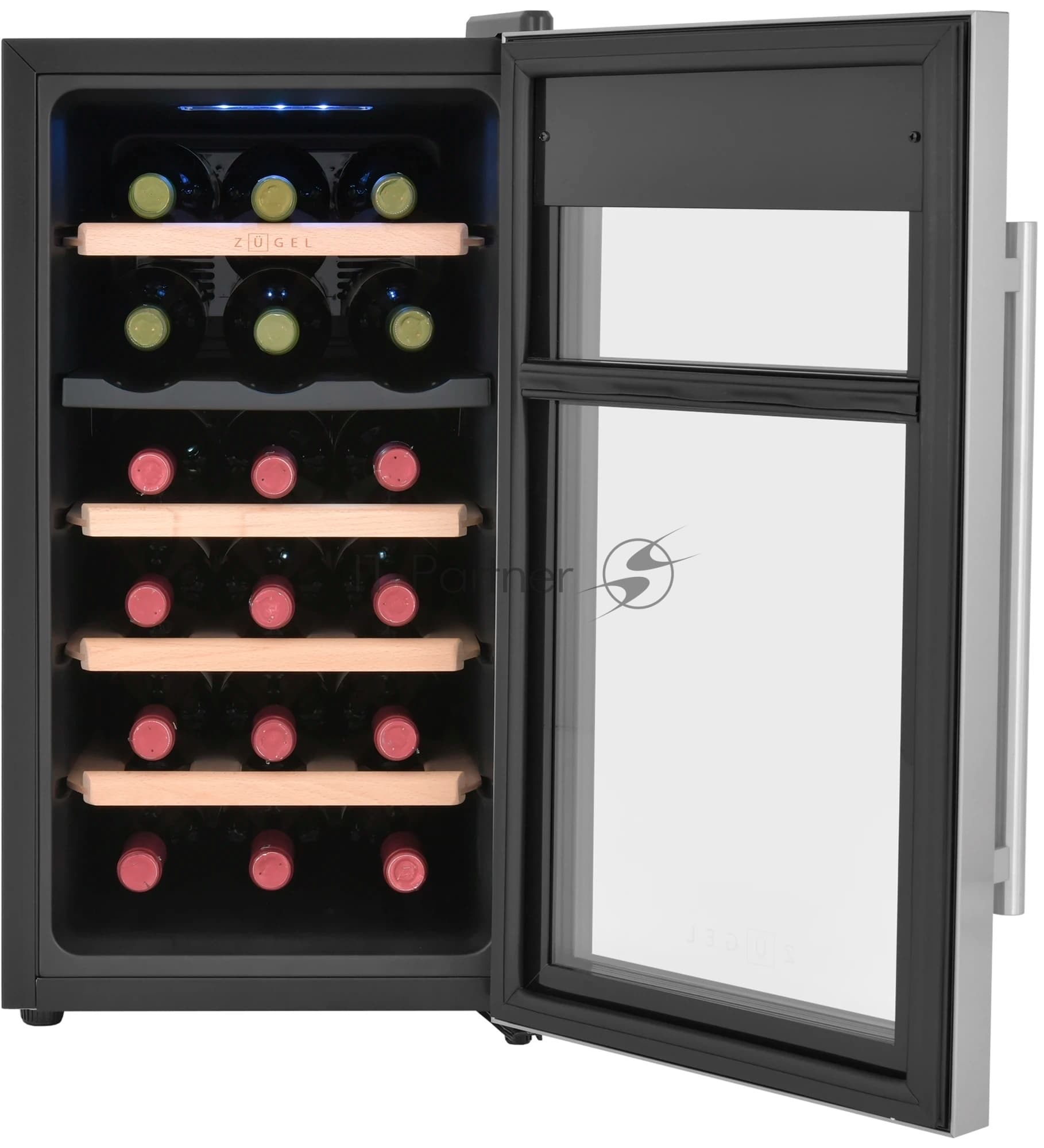 Винный шкаф ZÜGEL ZTWF182DX н/ж сталь, 46 л, 2 отсека, 18 бут.