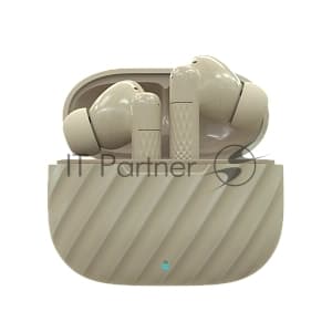 Наушники TWS More choice БВ37 бежевый, внутриканальные, Bluetooth, сенсорное управление, до 4 ч