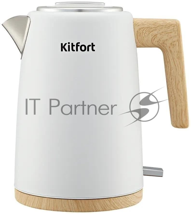 Чайник электрический Kitfort КТ-6794 1.7л. 2200Вт белый/дерево корпус: нерж.сталь/пластик