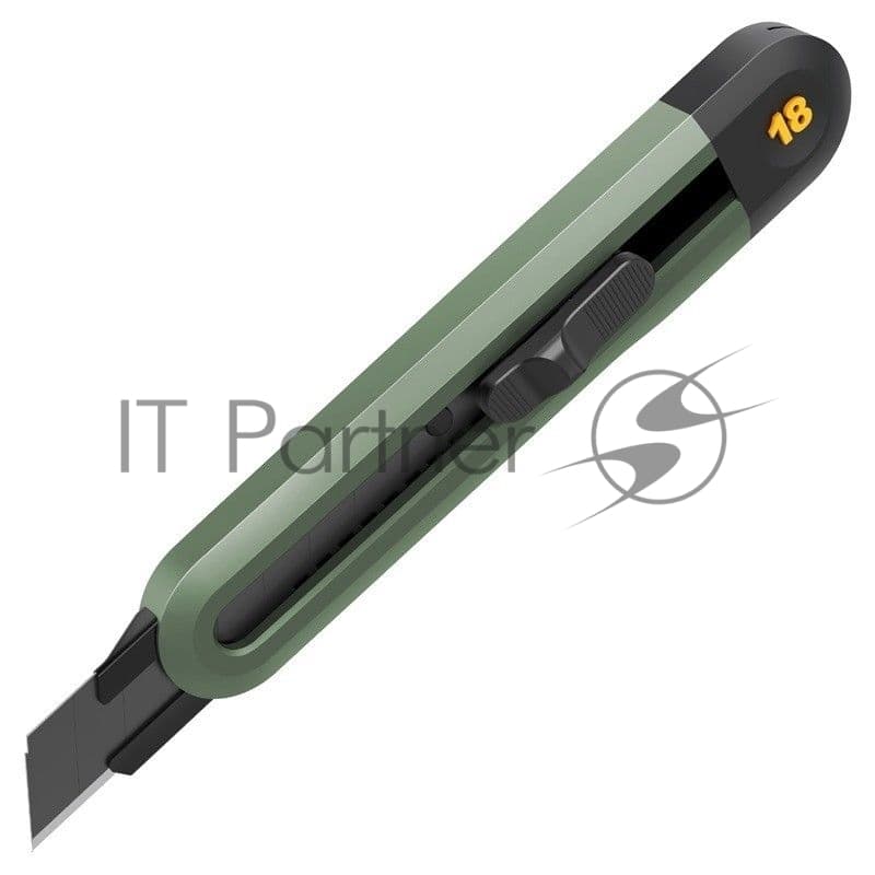 Технический нож "Home Series Green" Deli HT4018L ширина лезвия 18мм, эксклюзивный дизайн, корпус из высококачественного софттач пластика