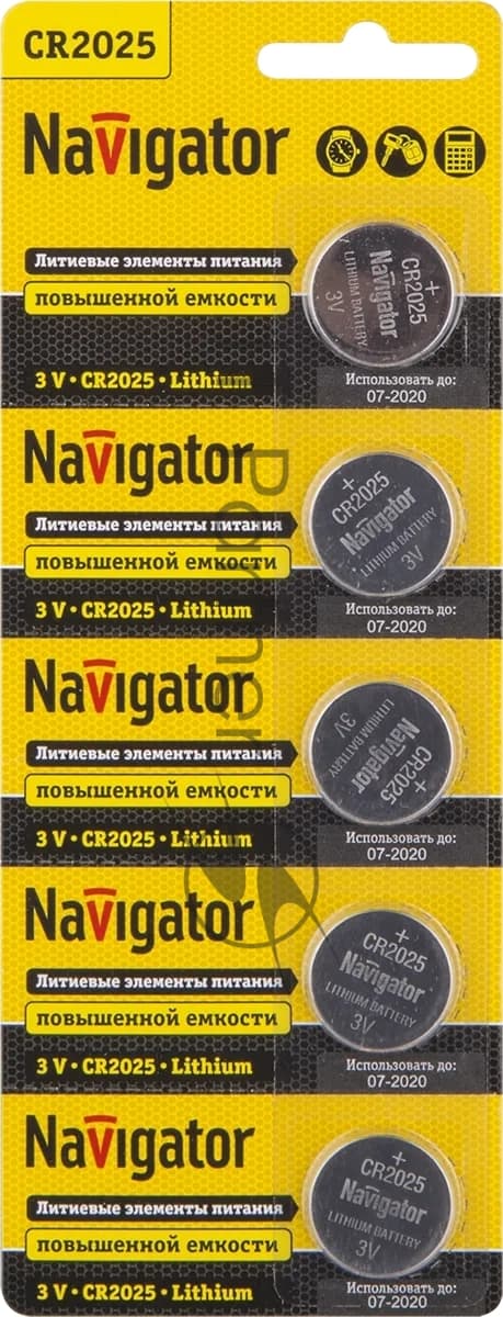 Элемент питания Navigator NBT-CR2025-BP5, 3 В