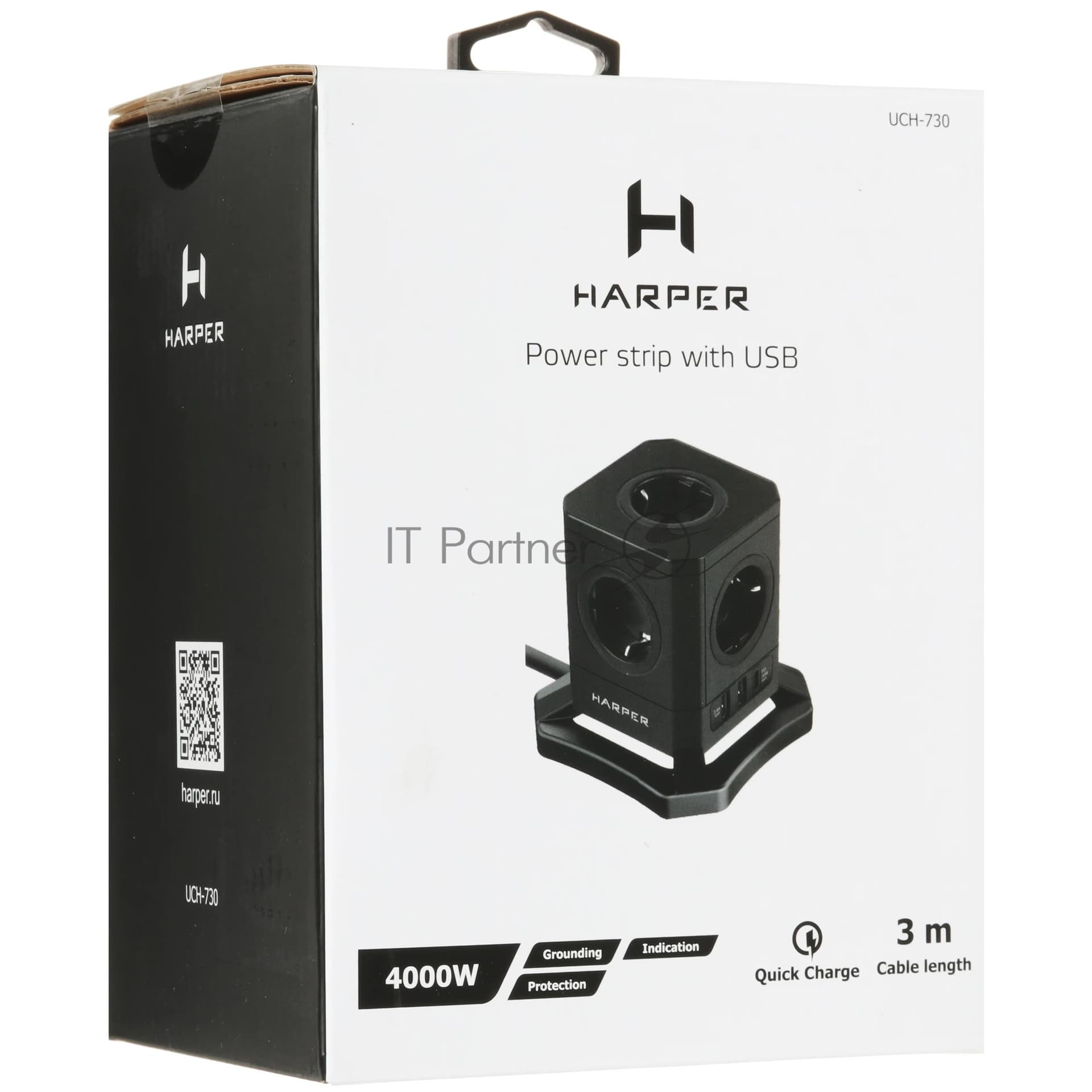 Сетевой фильтр HARPER UCH-730 Black PD3.0
