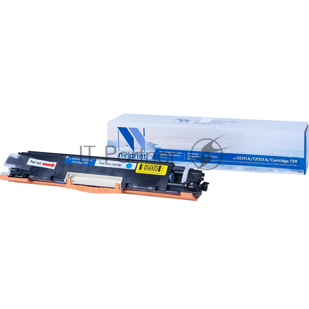 -/ Тонер-картридж NVP NV-CE311A/CF351A/NV-729 Cyan универсальные для HP/Canon Color LaserJet CP1025/ CP1025nw/ M275/ CP1025/ CP1025nw/ 100 M175a/ 100 M175nw/ M176n/ M177fw/ i-Sensys LBP 7010/ 7010C/ 7018/ 7018C (1000k)