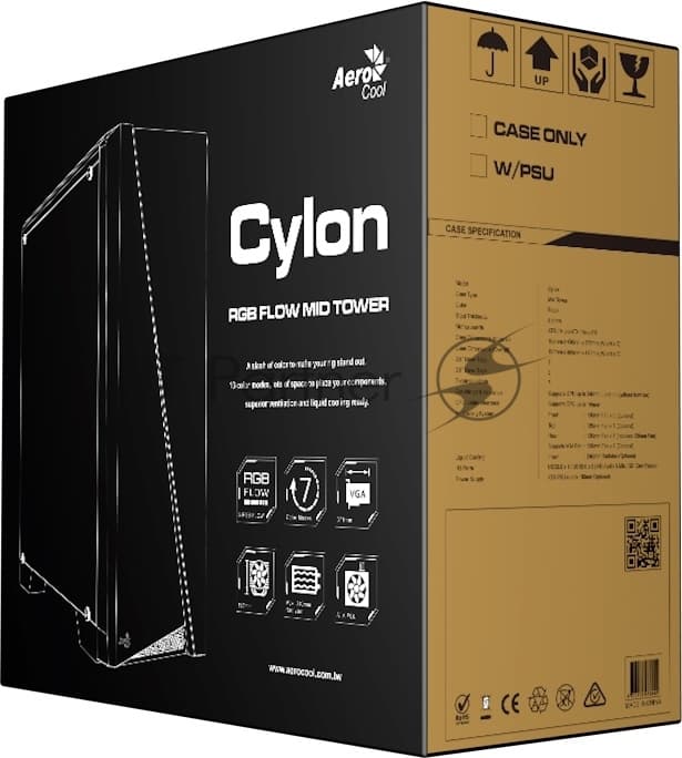 Компьютерный корпус Aerocool/Formula PGS-V Cylon , ATX, без БП, RGB подсветка, окно, картридер, 1x USB 3.0 + 2x USB 2.0, 1х12см вентилятор в комплекте