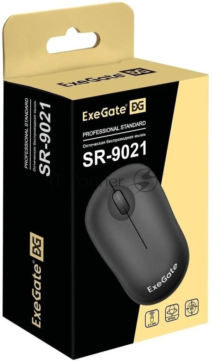 Мышь беспроводная ExeGate Professional Standard SR-9021 черный, 1200 dpi, радиоканал, USB, кнопки - 3