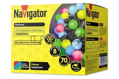 Гирлянда Navigator NGF-B02-70RGB-10-8m-230-BL-IP44