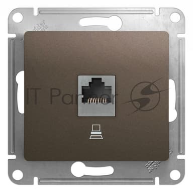 Механизм компьютерной розетки 1-м Glossa RJ45 кат.5е шоколад SchE GSL000881K