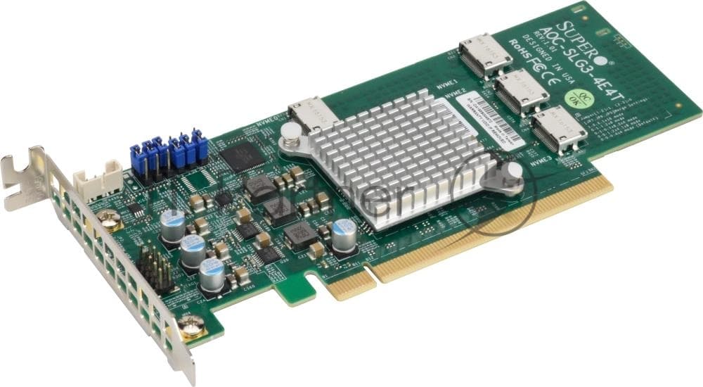 Плата коммуникационная SuperMicro Quad port OCuLink retimer NVMe SSD add-on card for PCIe3 x16 slot