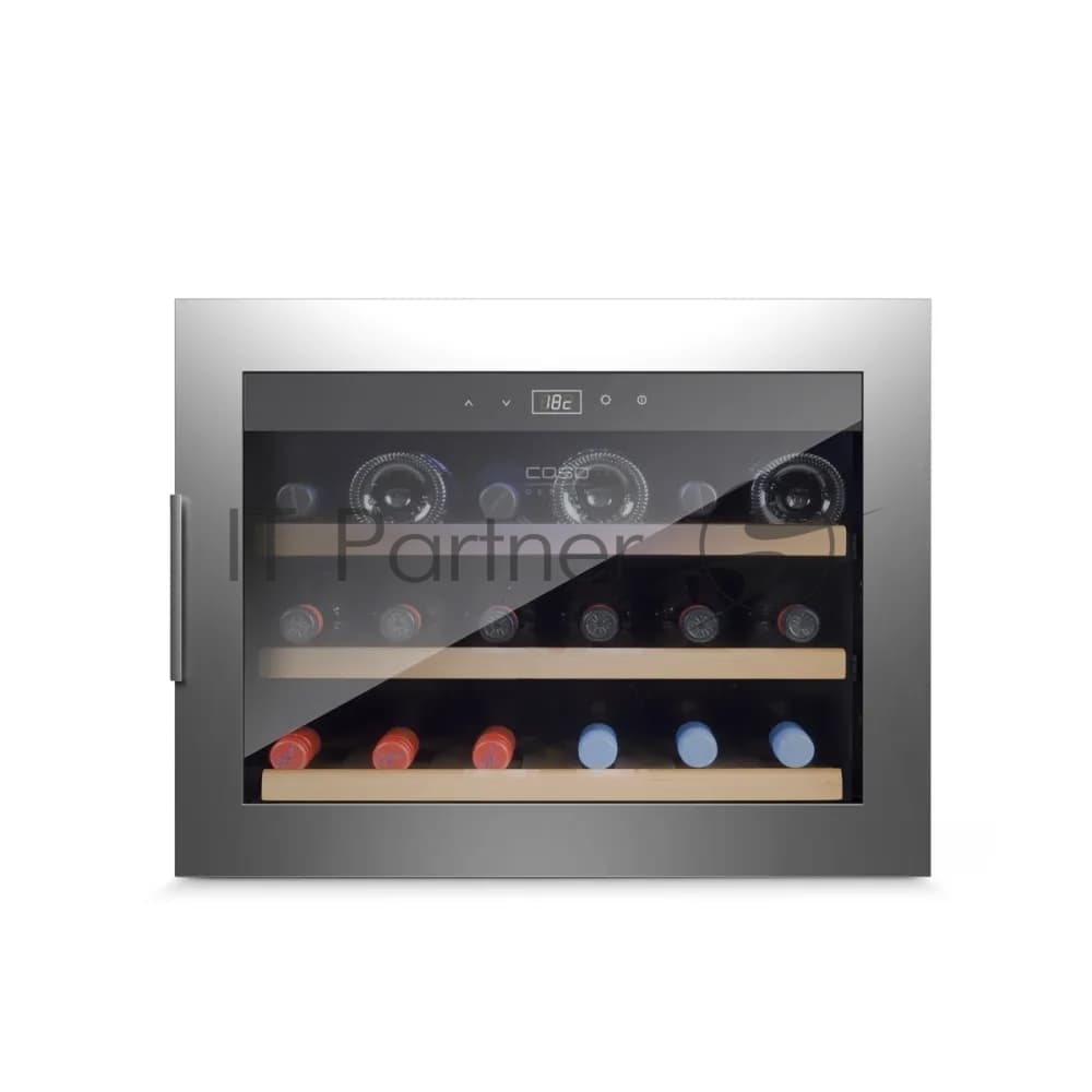 Винный шкаф CASO WineSafe 18 EB Inox серебристый, 45 л, 1 отсек, 18 бут., класс A