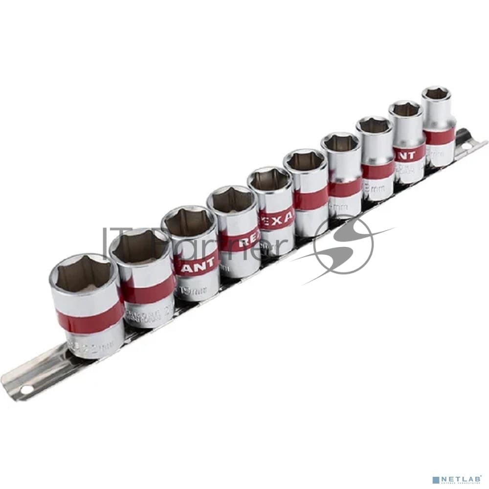 Rexant (12-8306) Набор торцевых головок 1/2, шестигранные, CrV, 10 шт., 10-22мм
