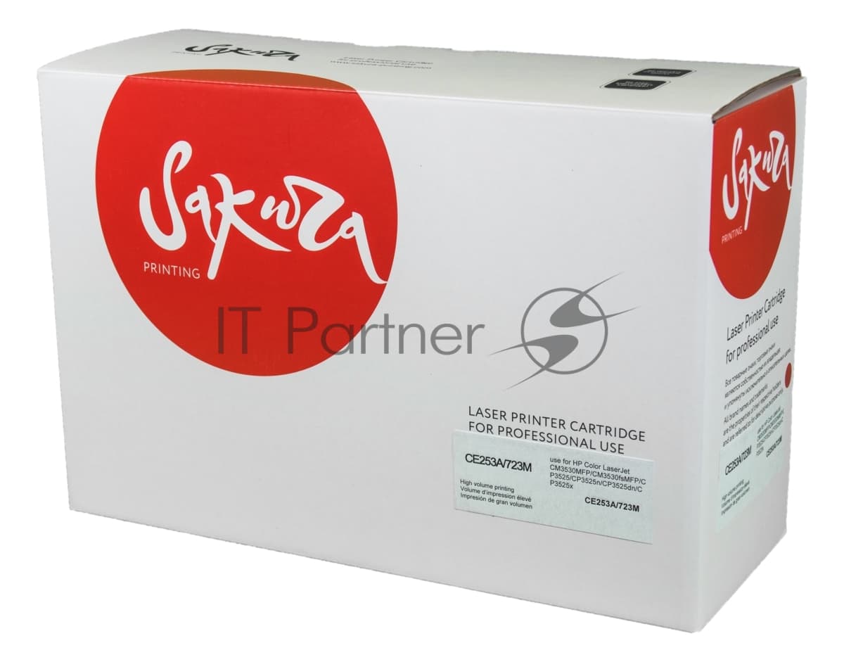 Картридж лазерный Sakura CE253A для HPColor LaserJet CM3530MFP/CM3530fsMFP/CP3525/CP3525n/CP3525dn/CP3525x, пурпурный, 7000 к.