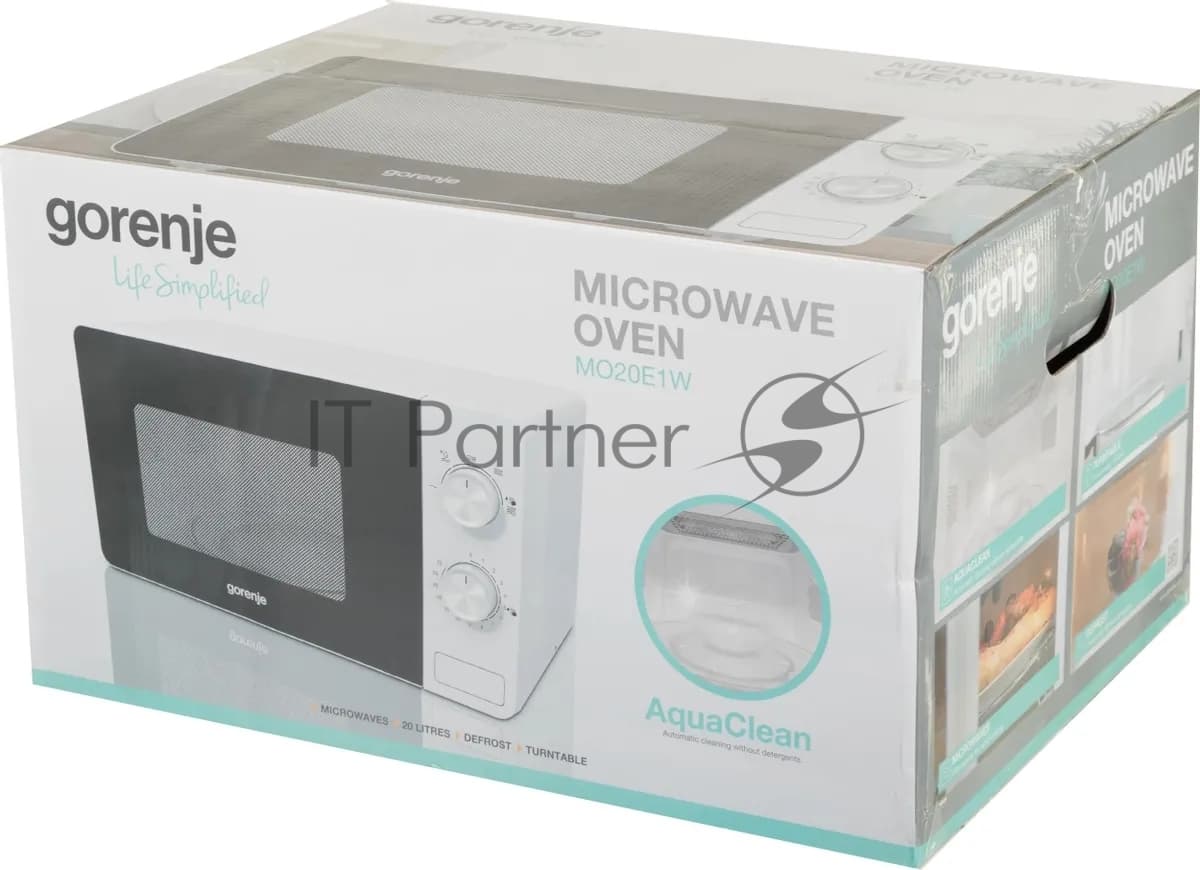 Микроволновая печь Gorenje MO20E1W белый, 20 л, 800 Вт, переключатели - поворотный механизм